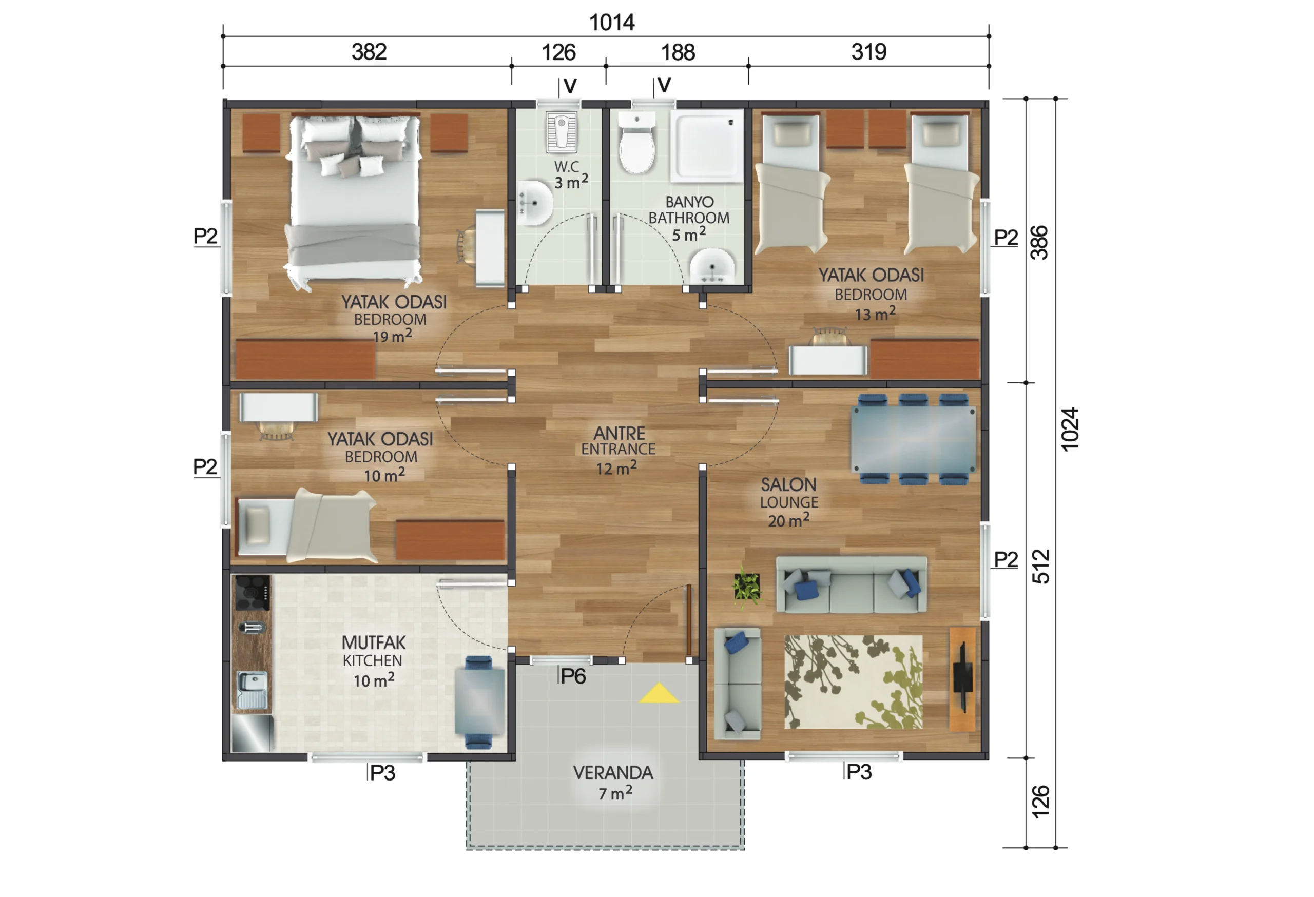 3+1 Tek Katlı Prefabrik Ev 95 m² - Görsel 2